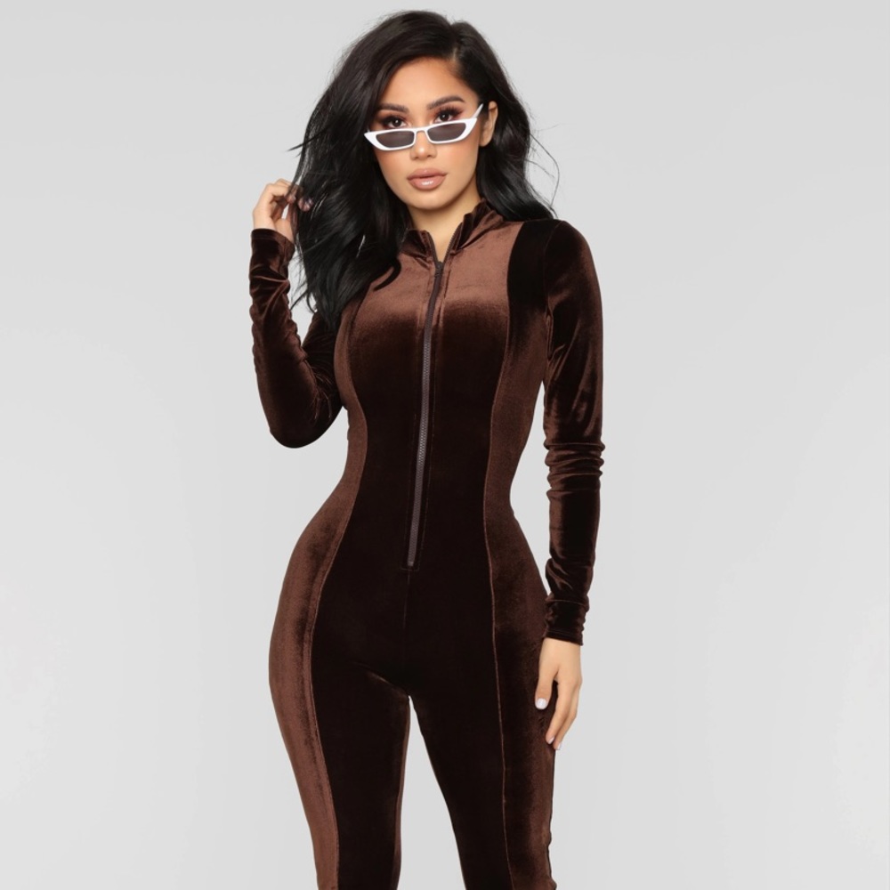 Chocolate dream velvet jumpsuit